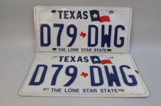 Texas License Plate Matching Pair D79 Dwg 1997 Style