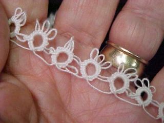 Vintage Antique Hand Tatted Tatting Lace Trim Edging Doll Baby White Craft Sew