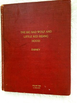 1934 Walt Disney The Big Bad Wolf And Little Red Riding Hood Hard Covered Book