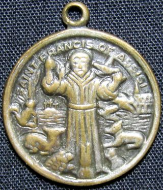 Vintage Saint Francis Of Assisi Catholic Token Medal Charm