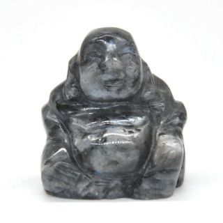 1 " Maitreya Buddha Figurine Larvikite Labradorite Crystal Healing Stone Carving