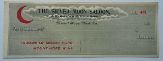 The Silver Moon Saloon Mount Hope Wv Fayette County West Virginia Bank Check
