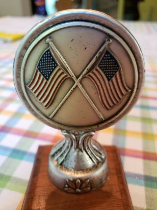 Vintage Hood Ornament Radiator Topper - - U.  S.  Flags