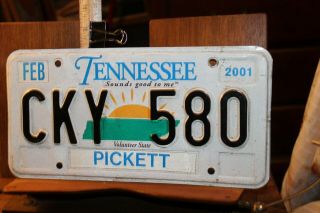 2001 Tennessee License Plate Pickett County Cky 580