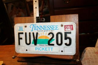 2002 Tennessee License Plate Pickett County Fuv 205