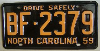 1959 Restored Show Quality North Carolina Antique License Plate