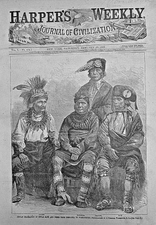Indian Delegation - Santa Claus - Like " Jack Frost " - Overland Coach 1866 Newspaper