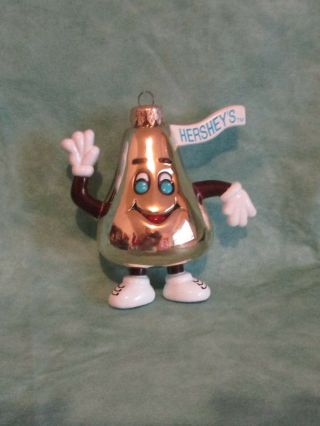 Vintage Hershey Kiss Christmas Ornament Silver Plastic Character 5 In.  Tall