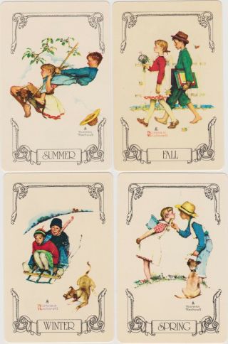 Swap/playing Cards Children In Four Seasons Norman Rockwell Set Of 4