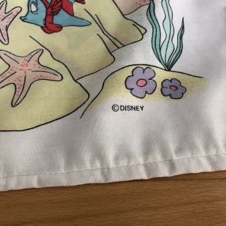 Vintage The Little Mermaid Twin Flat Sheet Pillow Case Disney Craft Fabric Sheet 2