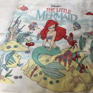 Vintage The Little Mermaid Twin Flat Sheet Pillow Case Disney Craft Fabric Sheet 3