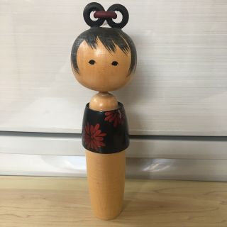 Japanese Vintage Kokeshi Doll Wooden 9.  05 Inches 23 Cm Signed