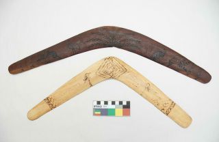 2 Vintage Transitional Souvenir Aboriginal Boomerangs Lake Tyers Laperouse 1930s