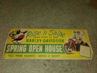 Early Vintage Harley Davidson Motorcycle Rise N Shine Open House Poster Reprint
