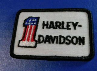 Vintage Harley Davidson Small Embroidered Sew On Patch 3 " X 2 " Red White Blue 1