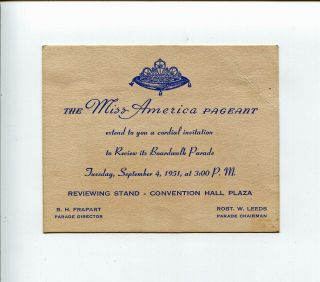 1951 Miss America Pageant Invitation