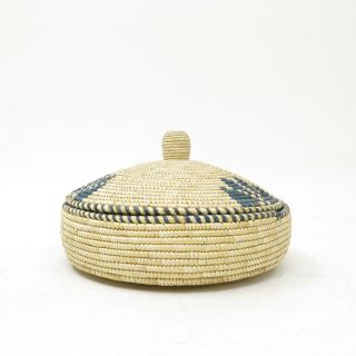 Vintage Traditional African Coil Woven Zulu Basket W/lid Southwestern Boho