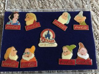 Coca Cola Walt Disney Snow White And Seven Dwarfs Pins Set