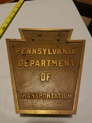 Vintage 1976 Pennsylvania Department Of Highways Bronze ?? Keystone Plaque Sign