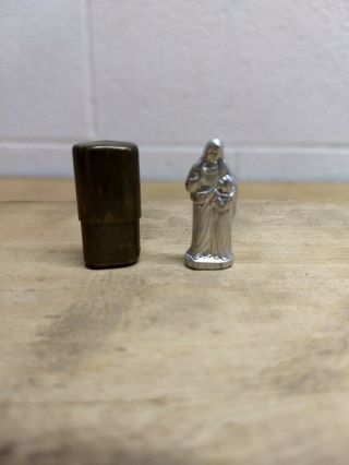 Miniature Saint Anne Figurine In Brass Case