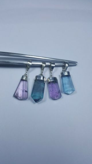 Pendants Of Blue Fluorite & Purple Kunzite