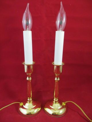 Electric Candle Window Light Set O F 2 Flicker Bulbs Brass On/off Switch
