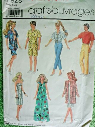 Vintage Simplicity Wardrobe For 11 1/2 " Barbie Dolls & 12 " Ken Dolls Complete