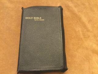 Vtg Kjv King James Version Holy Bible With Helps Black Leather Westminster