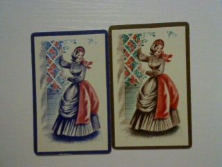 2 Swap/playing Cards - Pair Lady Wearing Old Fashioned Dress