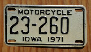1971 Iowa Motorcycle License Plate