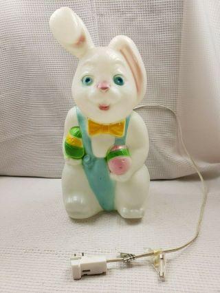 Vintage Empire 15” Plastic Blow Mold Easter Bunny Rabbit Holding Eggs