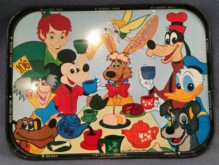 Disney ©wdp Vintage Tin Tray Tinker Bell March Hare Tramp Etc From Zealand