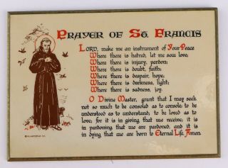 Vintage Small Hanging Wood Wall Plaque Prayer Of St.  Francis 6 3/4 " X 5 "