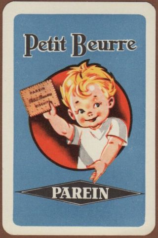 Playing Cards 1 Single Card Vintage Parein Advertising Petit Beurre Biscuits Boy