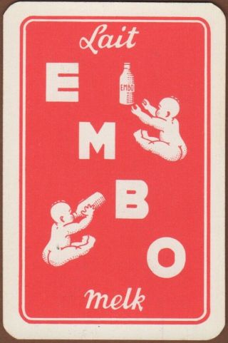 Playing Cards 1 Single Card Old Vintage Embo Advertising Baby Milk Lait Melk