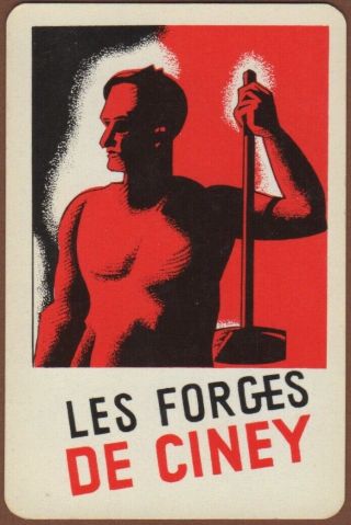Playing Cards Single Card Old Vintage Les Forges De Ciney Advertising Man Spade