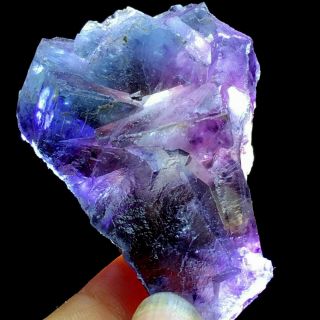 77.  5gnatural Purple Phantom Cube Blue Fluorite Mineral Specimen/inner Mongolia