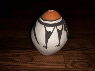 Early Acoma Pueblo Pottery Seed Pot Signed Ev - Native American - Circa 1970s