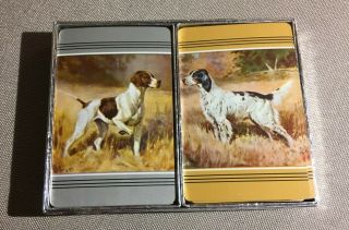 Vintage Double Deck Of Congress Playing Cards - Complete - Hunting Dogs