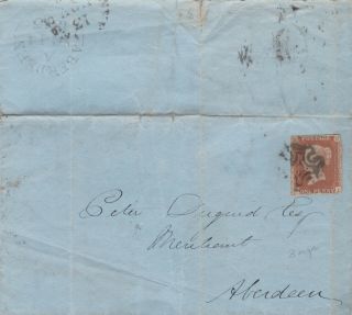 1843 Qv Inverness Mx Maltese Cross On Entire With A 1d Penny Red Imperf Stamp
