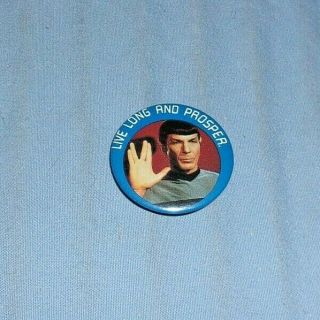 Vintage Star Trek Dr Spock Live Long And Prosper Pinback Button