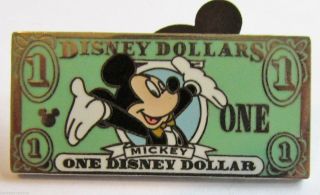 Disney Wdw Cast Lanyard Series 3 Disney Dollars $1 Mickey Mouse Pin