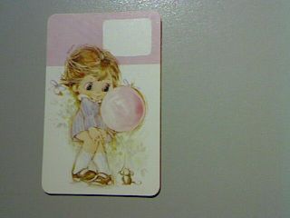 1 Single Swap/playing Card - Cute Girl Pink Background (blank Back)