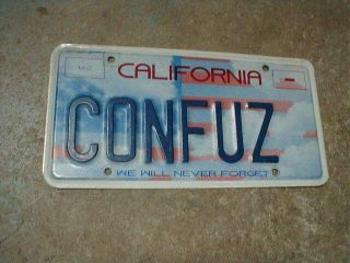 California 911 We Will Never Forget Specialty Vanity License Plate Confuz Police