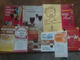 10 Vintage Wine And Cocktail Recipe Books And Pamphlets.