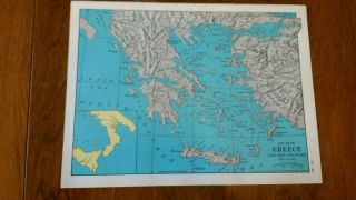 1961 Map Of Ancient Greece & Her Colonies - Map Of Ancient Italy 222 Bc On Back