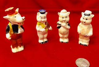 Disney’s Three Little Pigs Bisque Figurines 1934 Big Bad Wolf Figurine Rare