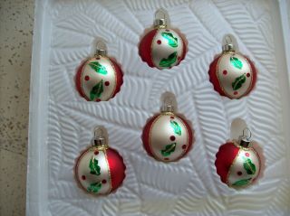 6 Miniature Glass Christmas Tree Ornaments 2002 Target 2 " Cute
