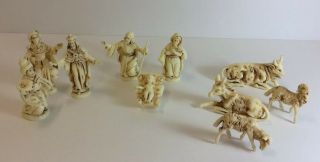 10 Piece Miniature White Plastic Nativity Set - Italy