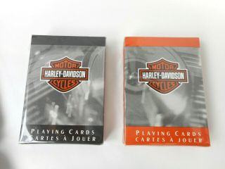 1998 Harley Davidson Set of 2 Decks Playing Cards in Tin - Both Decks Complete 3